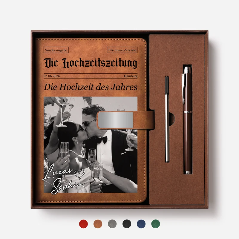 Die Hochzeitszeitung - Personalisierte Geschenke Foto | Notizbuch Mit Stift