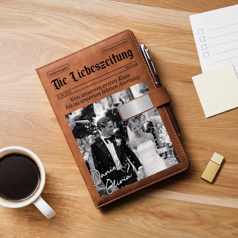 Die Hochzeitszeitung - Personalisierte Geschenke Foto | Notizbuch Mit Stift