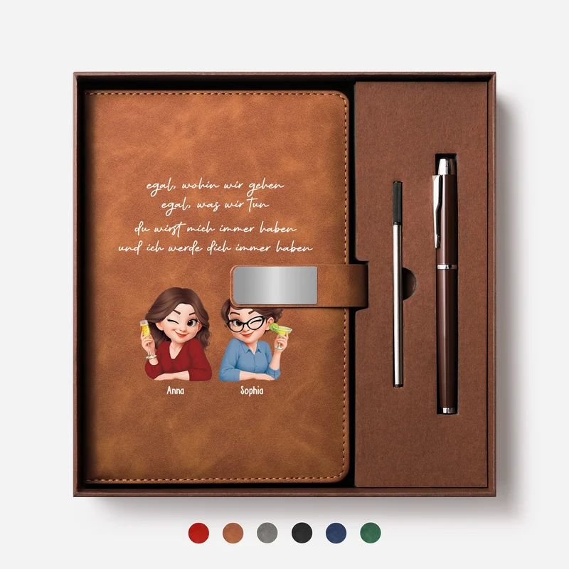 Ich Werde Immer Bei Dir Sein - Personalisiertes Geschenk | Notizbuch Mit Stift Freundschafts Cartoon