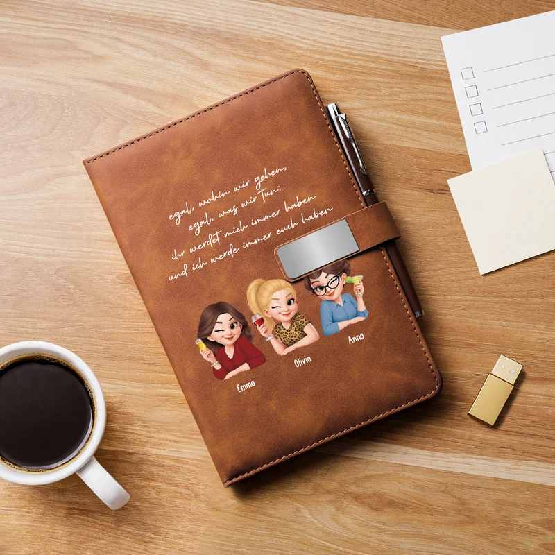 Ich Werde Immer Bei Dir Sein - Personalisiertes Geschenk | Notizbuch Mit Stift Freundschafts Cartoon