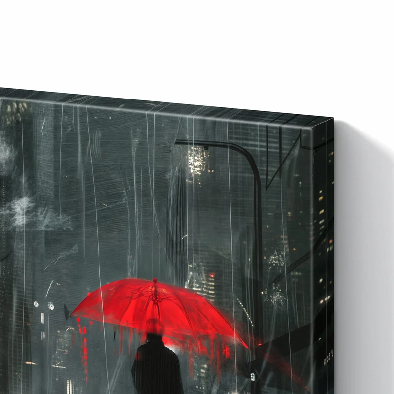 Metall Magnettafel - Roter Schirm bei Nacht