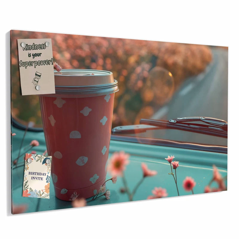 Metall Magnettafel - Rosa Kaffeebecher
