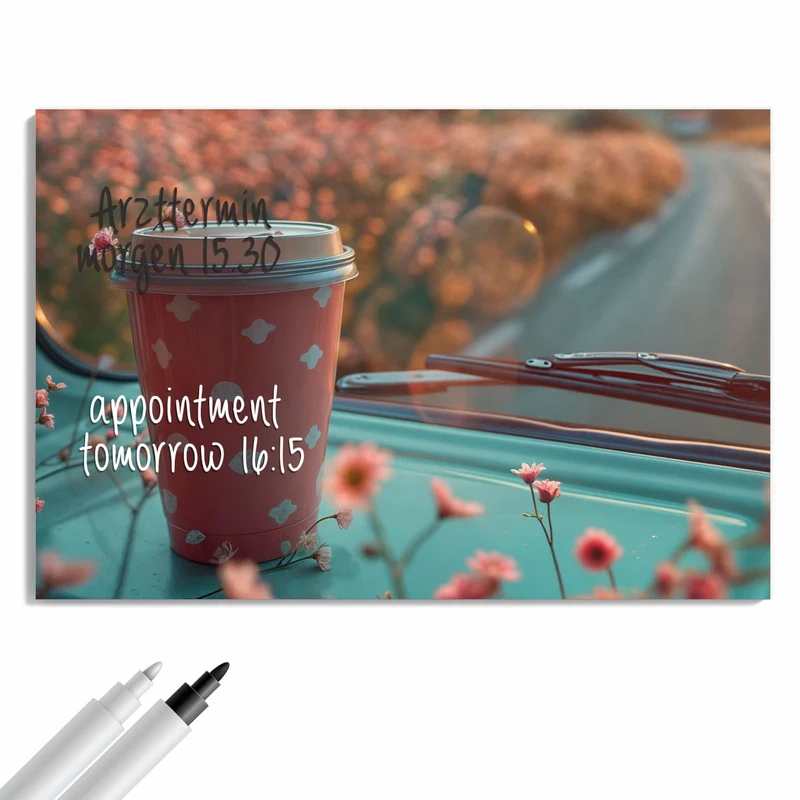 Metall Magnettafel - Rosa Kaffeebecher