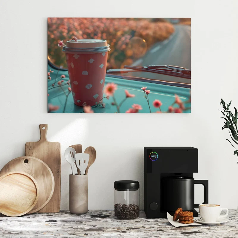 Metall Magnettafel - Rosa Kaffeebecher