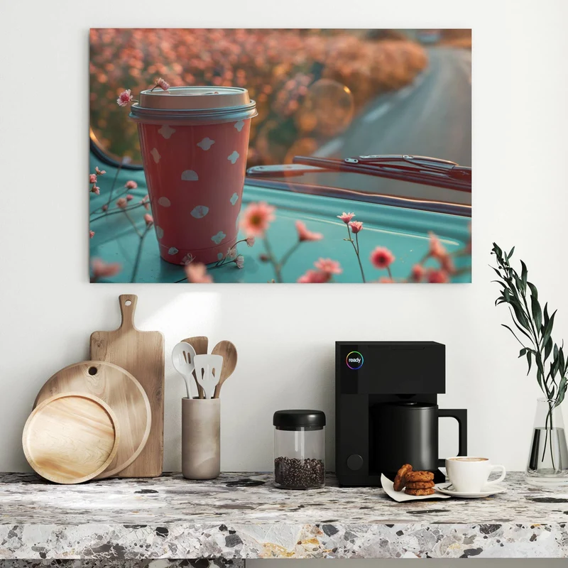 Metall Magnettafel - Rosa Kaffeebecher