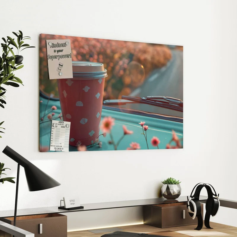 Metall Magnettafel - Rosa Kaffeebecher