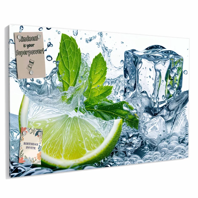 Metall Magnettafel - Limette mit Minze
