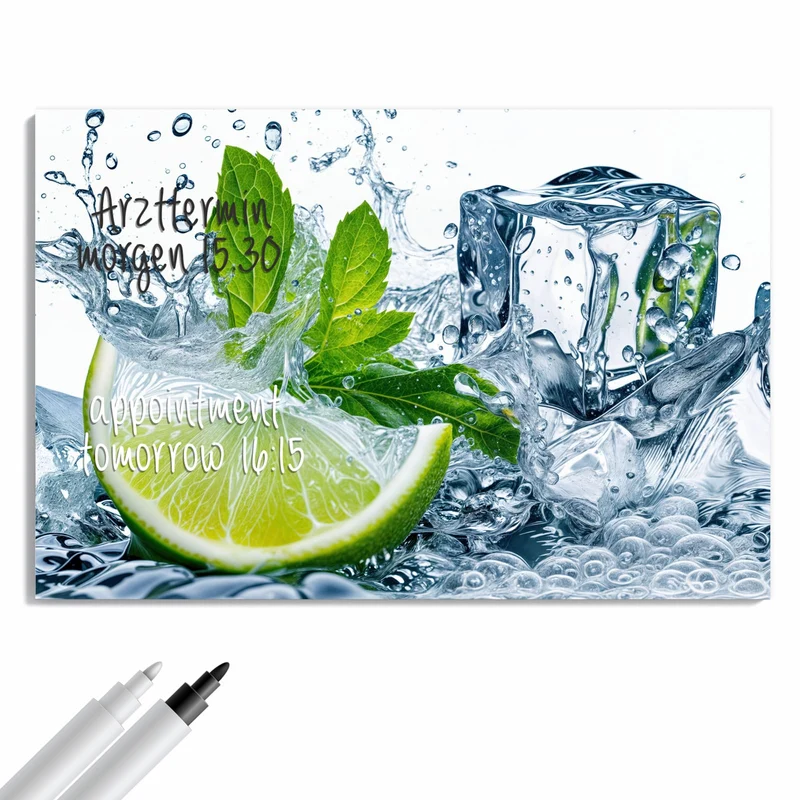 Metall Magnettafel - Limette mit Minze