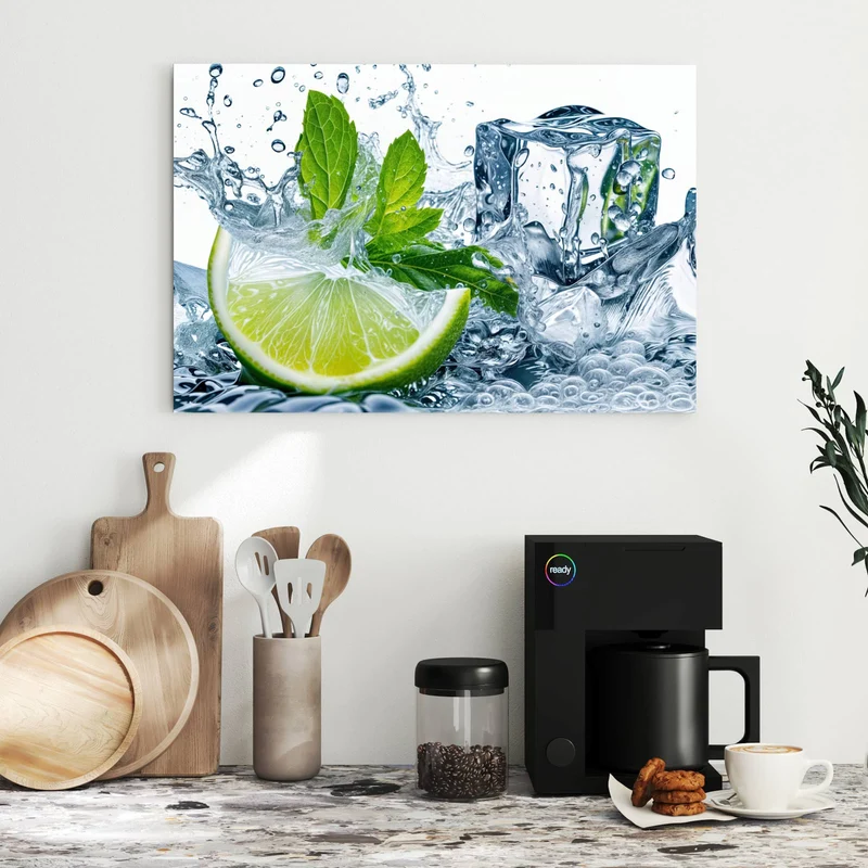 Metall Magnettafel - Limette mit Minze