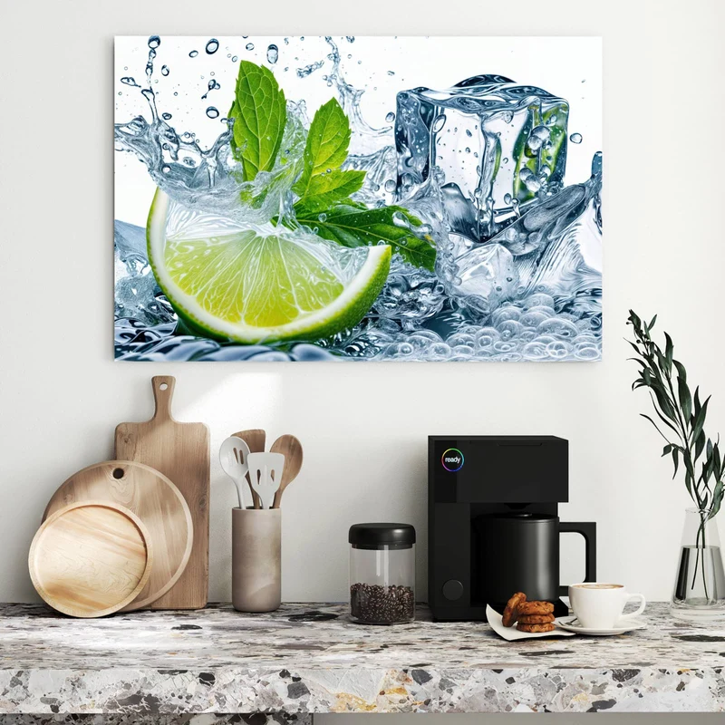 Metall Magnettafel - Limette mit Minze
