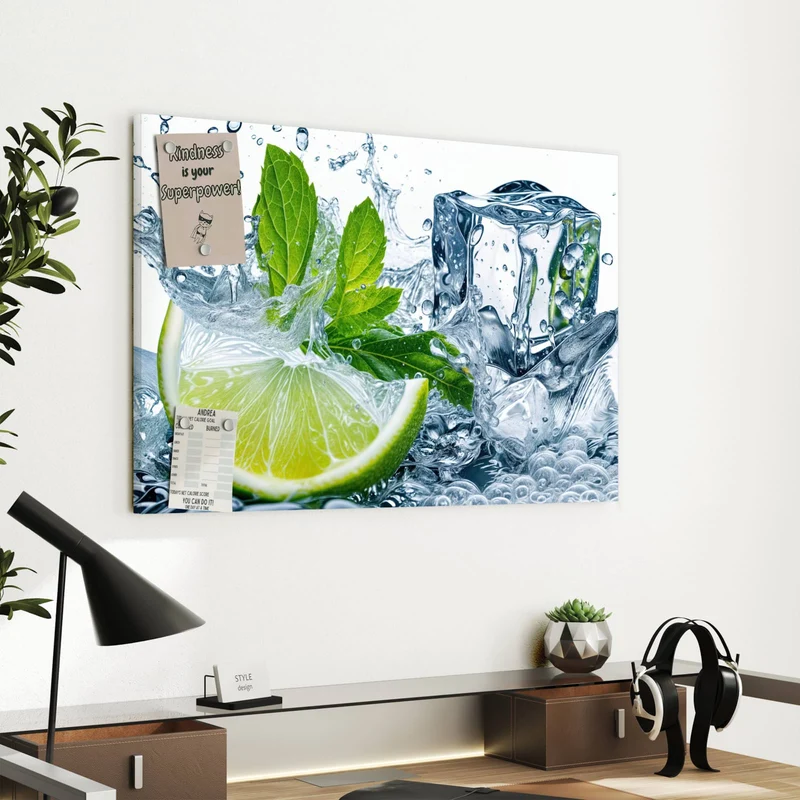 Metall Magnettafel - Limette mit Minze
