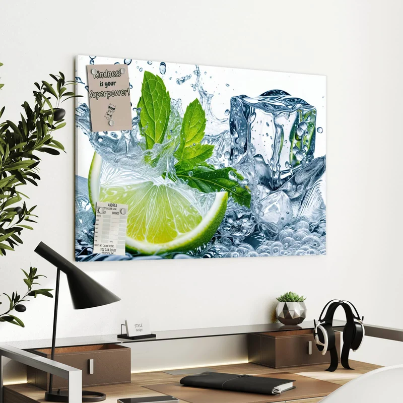 Metall Magnettafel - Limette mit Minze