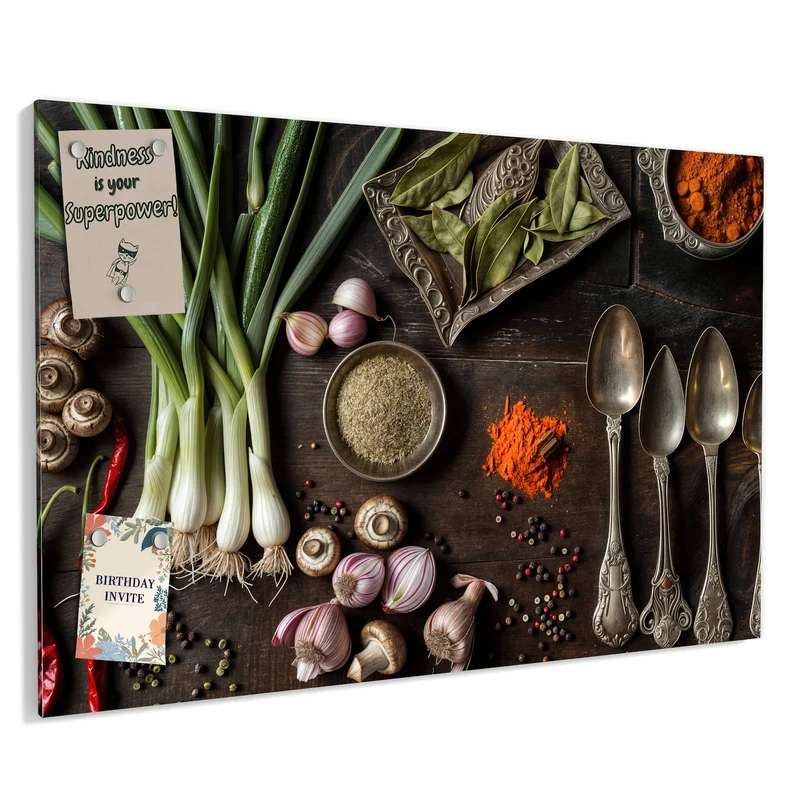 Metall Magnettafel - Gemüse und Gewürze