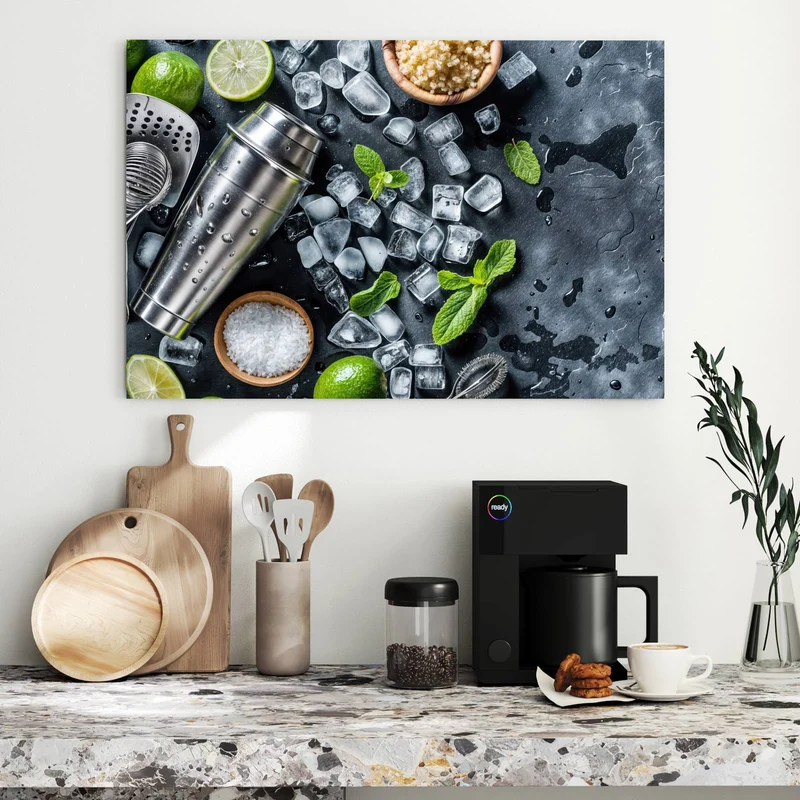 Metall Magnettafel - Shaker mit Limetten