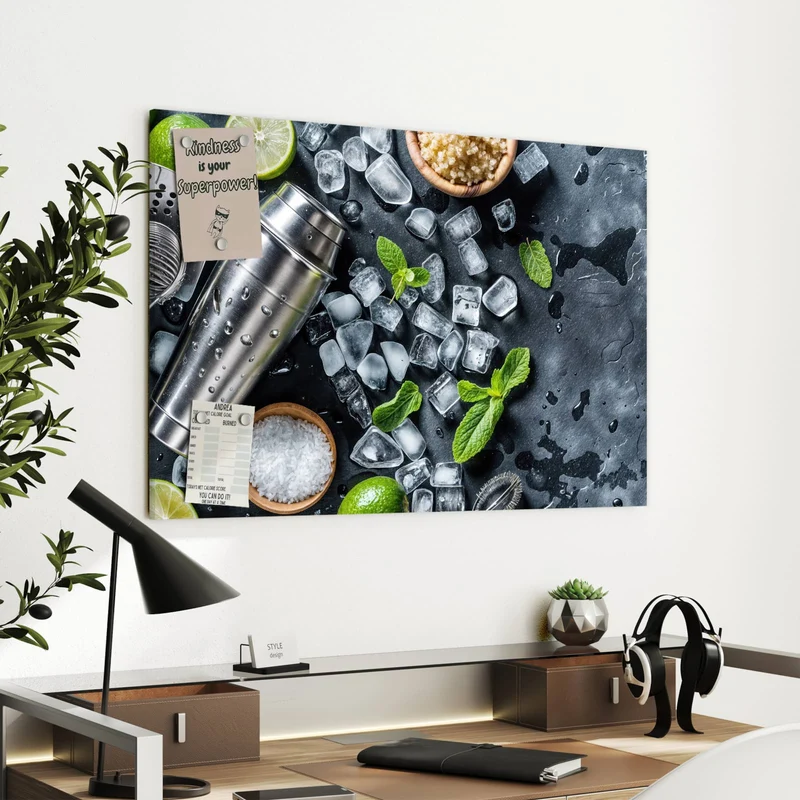 Metall Magnettafel - Shaker mit Limetten