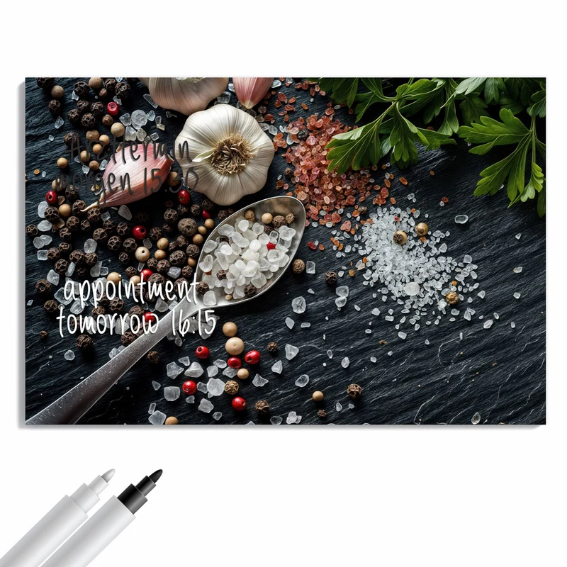Metall Magnettafel - Salz und Knoblauch