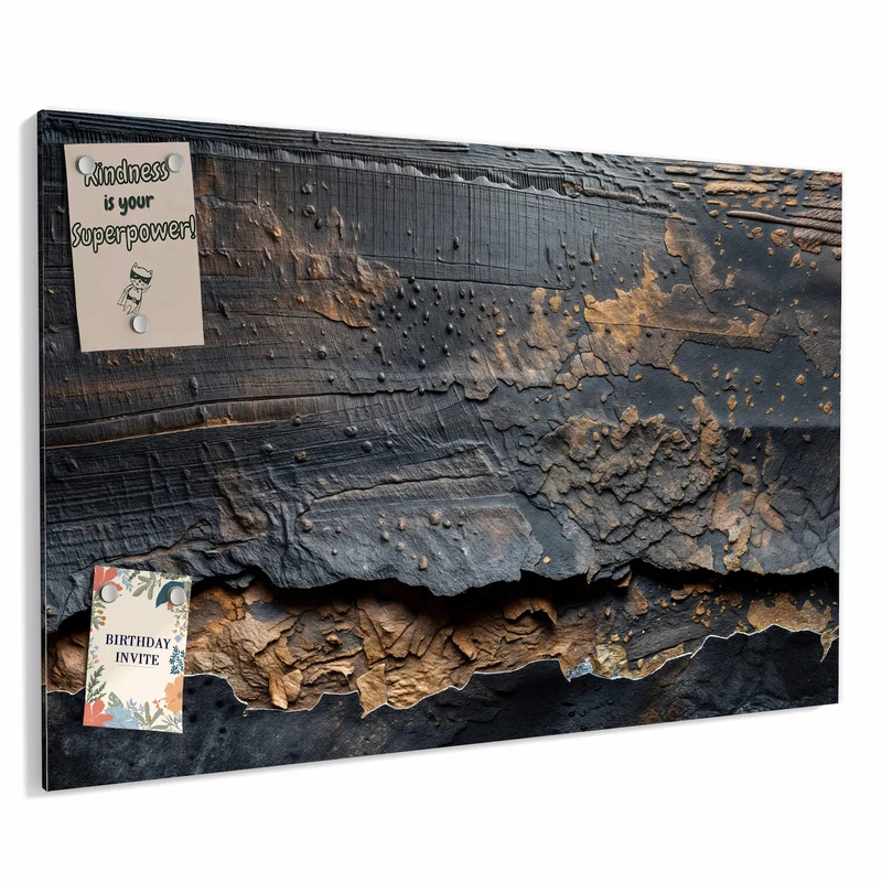 Metall Magnettafel - Verkohltes Holz