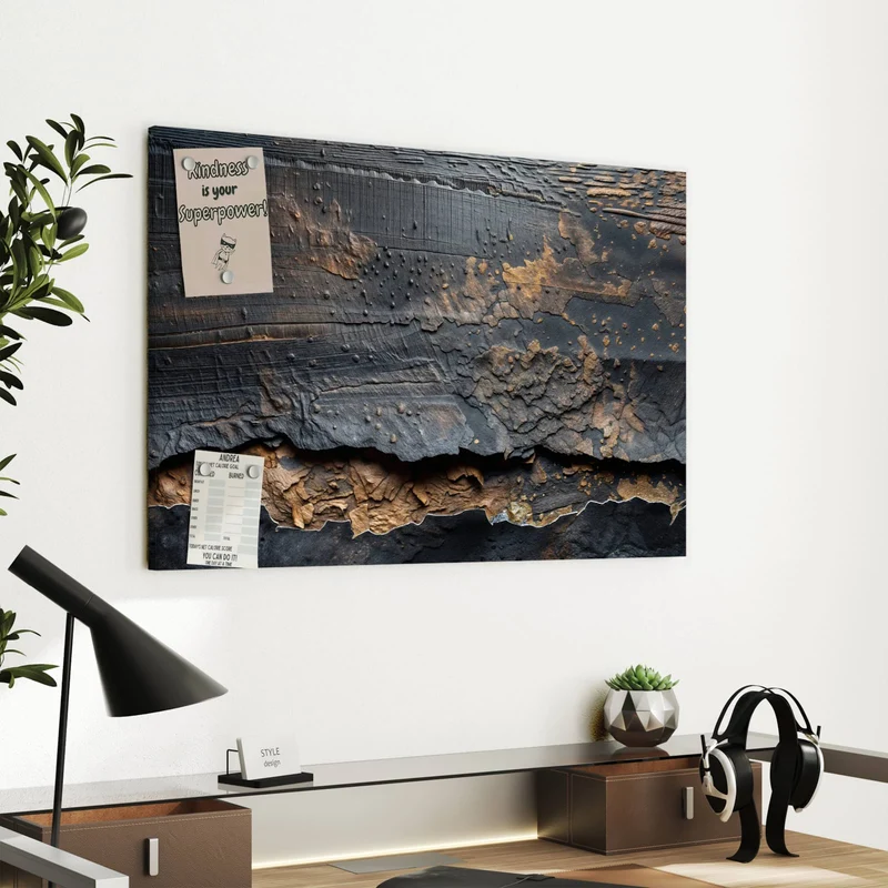 Metall Magnettafel - Verkohltes Holz
