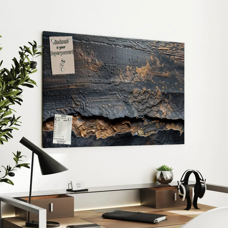 Metall Magnettafel - Verkohltes Holz
