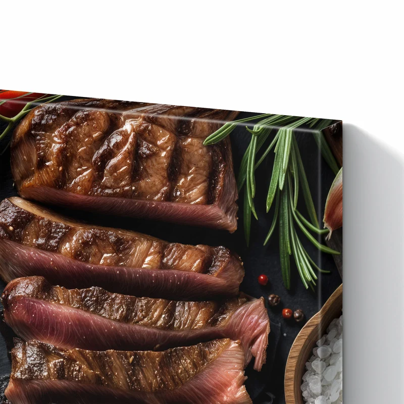 Metall Magnettafel - Steak auf Schiefer