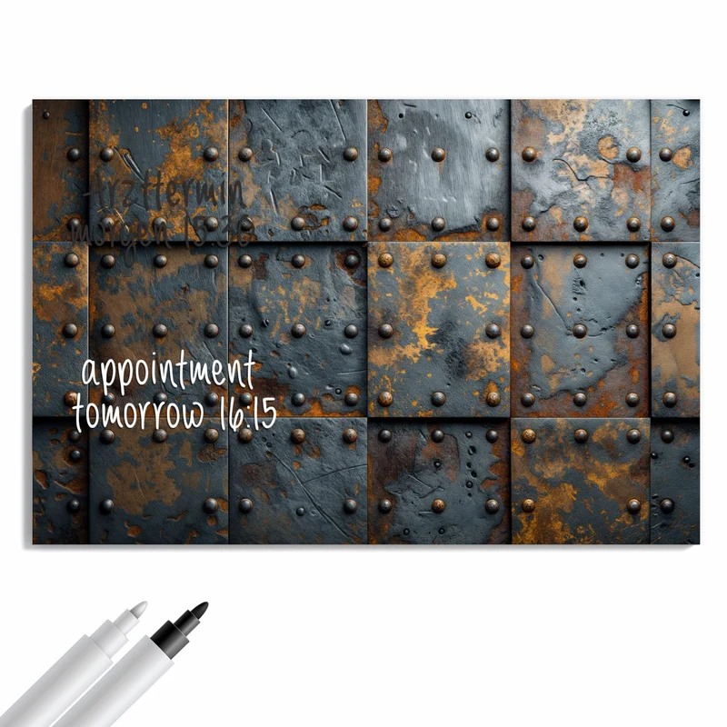 Metall Magnettafel - Rostige Eisenplatten