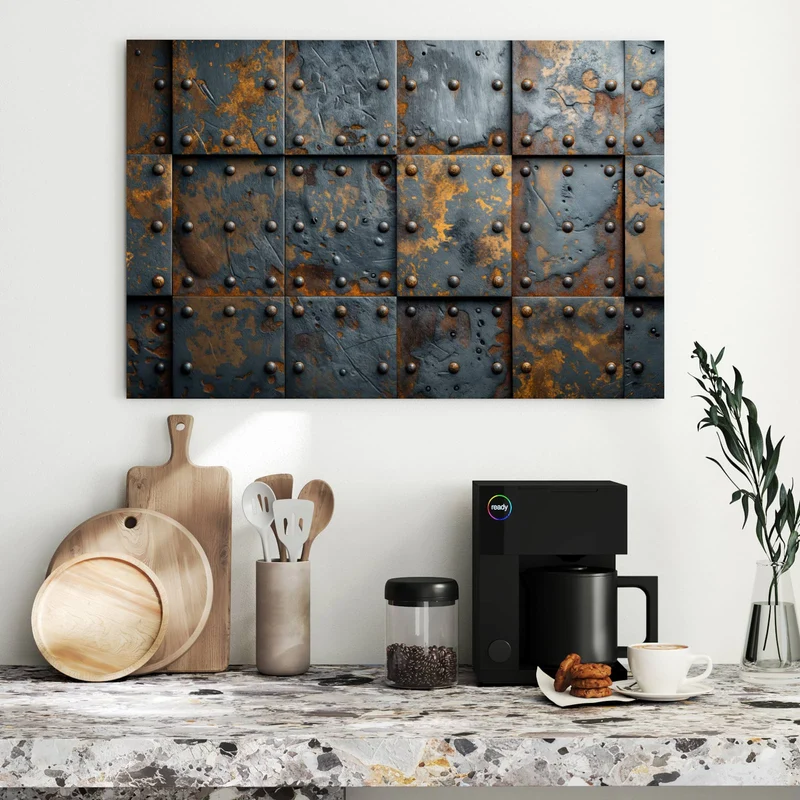 Metall Magnettafel - Rostige Eisenplatten