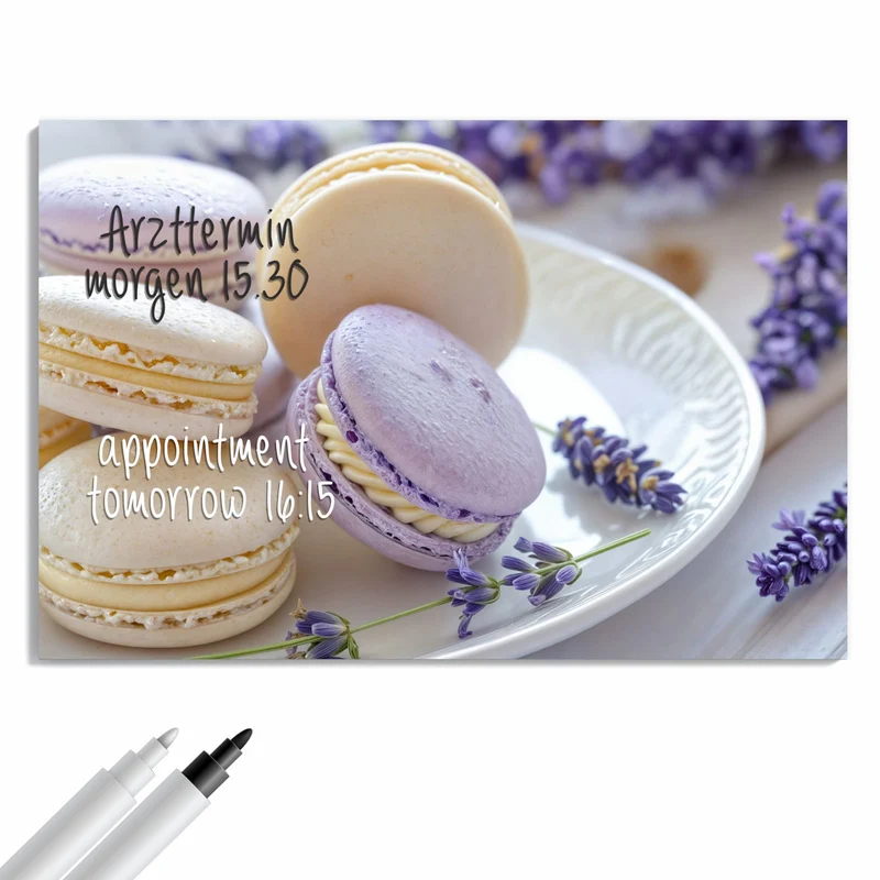 Metall Magnettafel - Lavendel Macarons