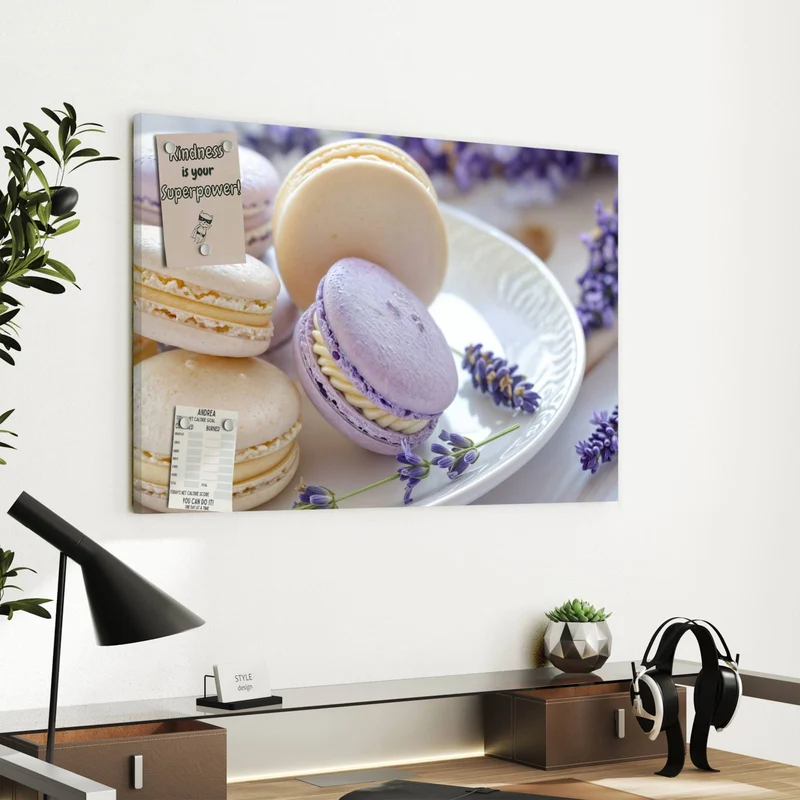 Metall Magnettafel - Lavendel Macarons