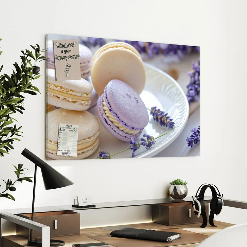 Metall Magnettafel - Lavendel Macarons
