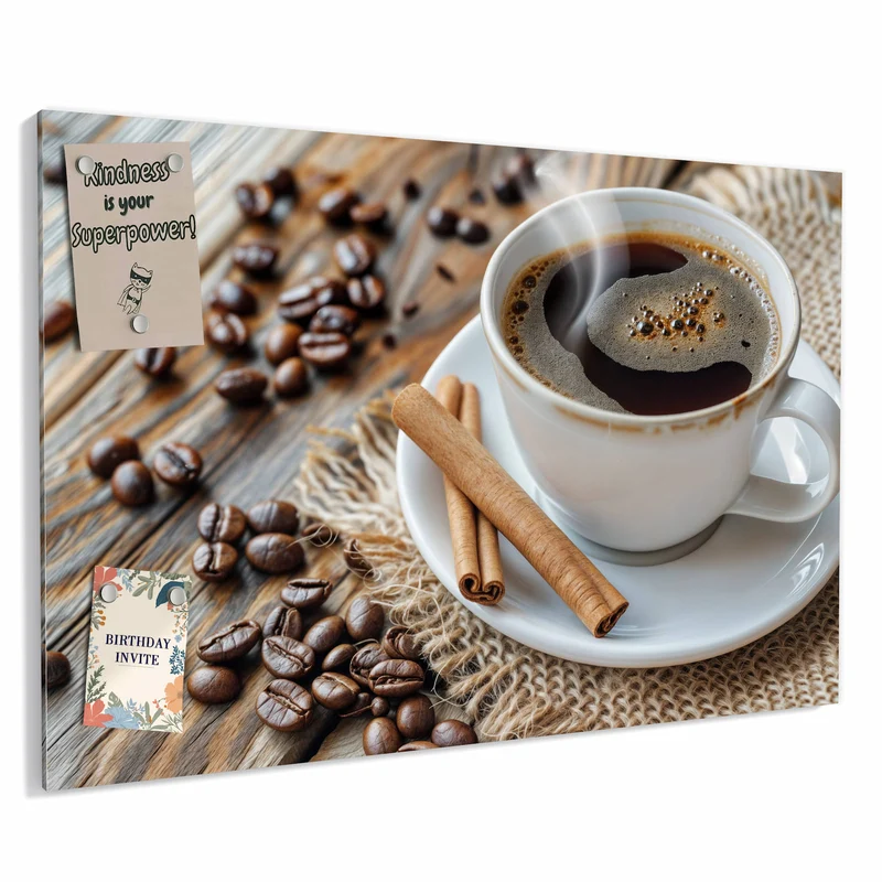 Metall Magnettafel - Kaffee mit Zimtstangen