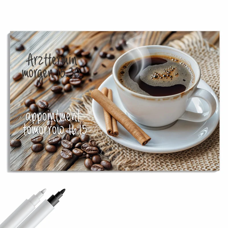 Metall Magnettafel - Kaffee mit Zimtstangen