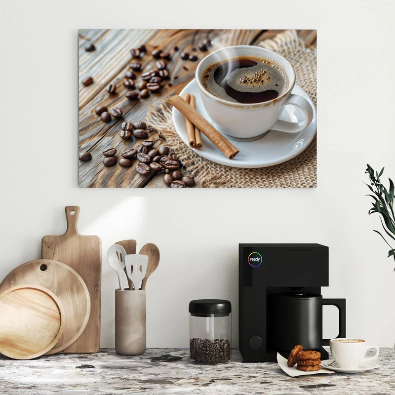 Metall Magnettafel - Kaffee mit Zimtstangen