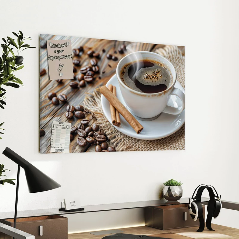 Metall Magnettafel - Kaffee mit Zimtstangen