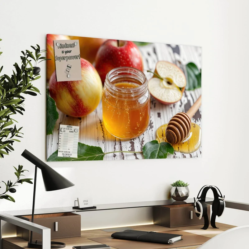 Metall Magnettafel - Äpfel und Honig