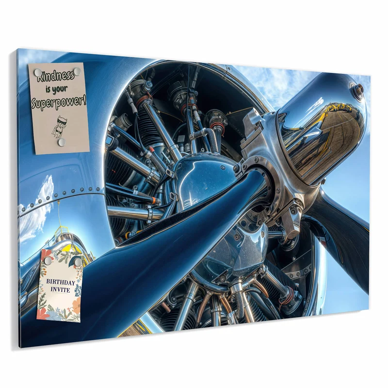 Metall Magnettafel - Propeller aus Chrom