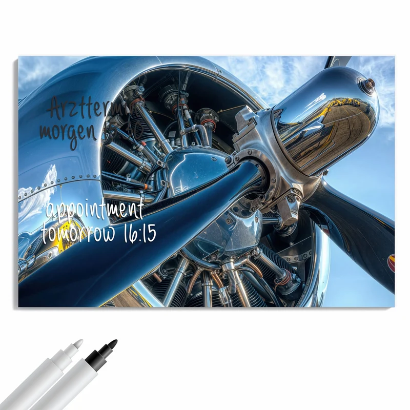 Metall Magnettafel - Propeller aus Chrom