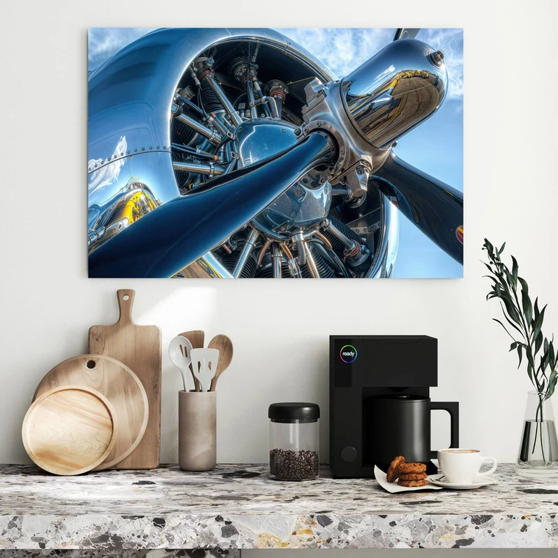 Metall Magnettafel - Propeller aus Chrom