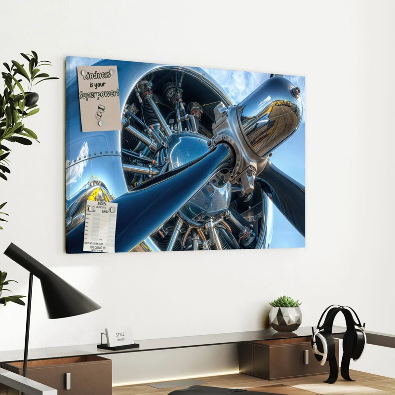 Metall Magnettafel - Propeller aus Chrom