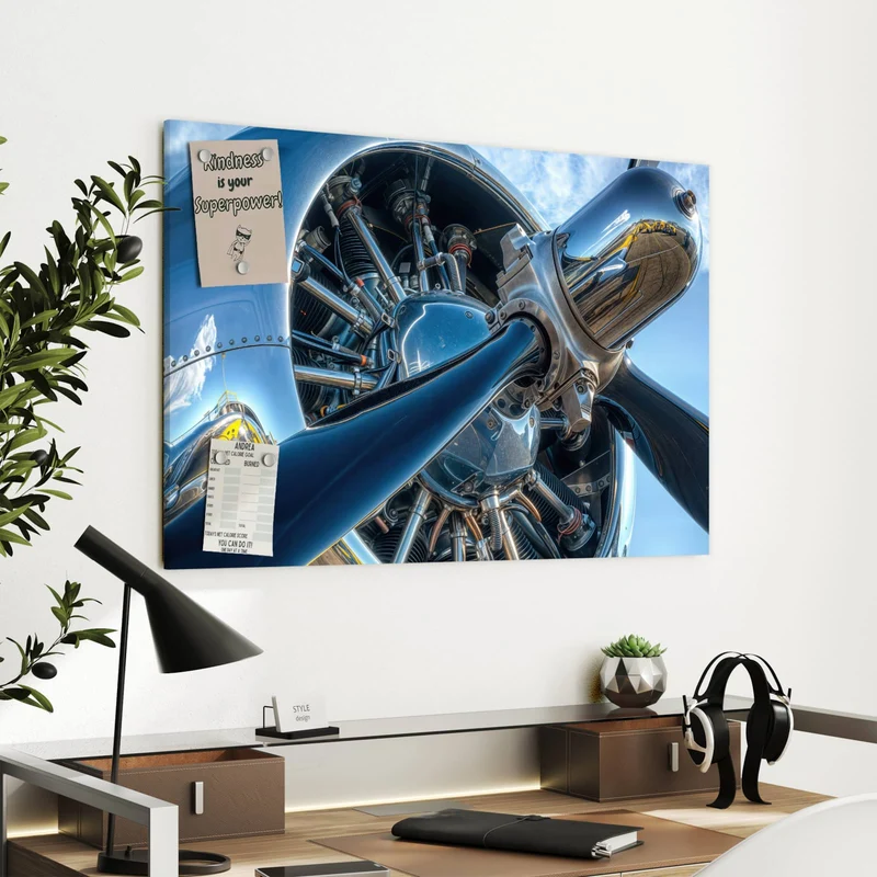 Metall Magnettafel - Propeller aus Chrom