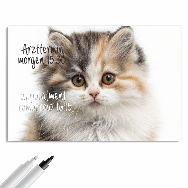 Metall Magnettafel - Flauschige Katze