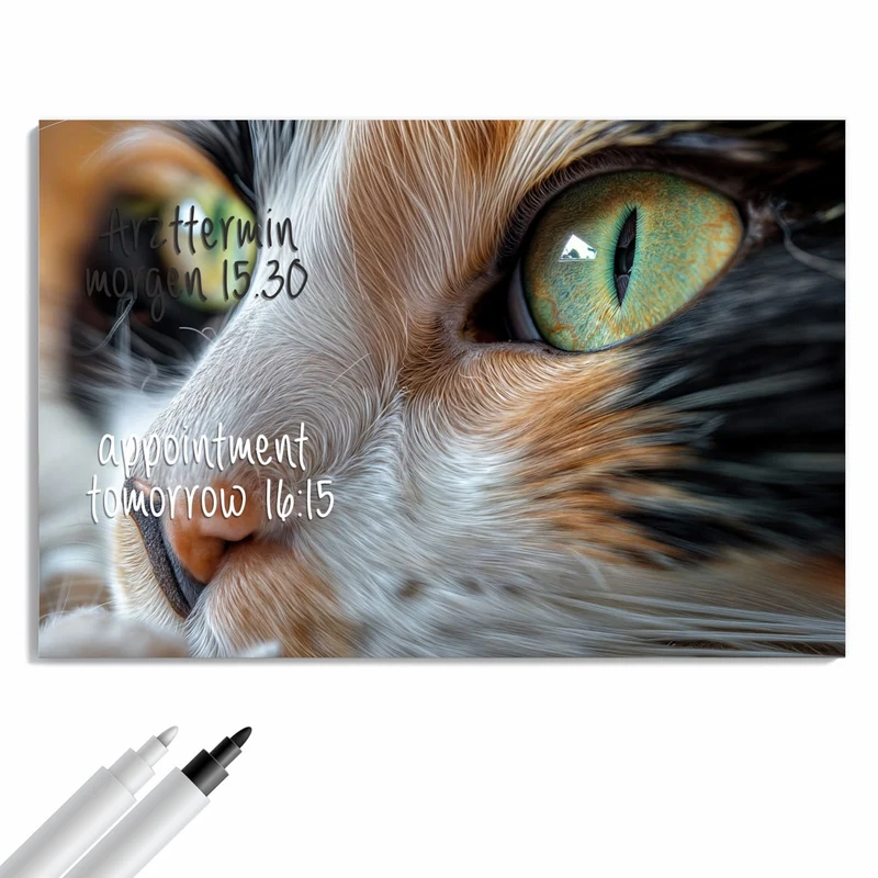 Metall Magnettafel - Grünäugige Katze