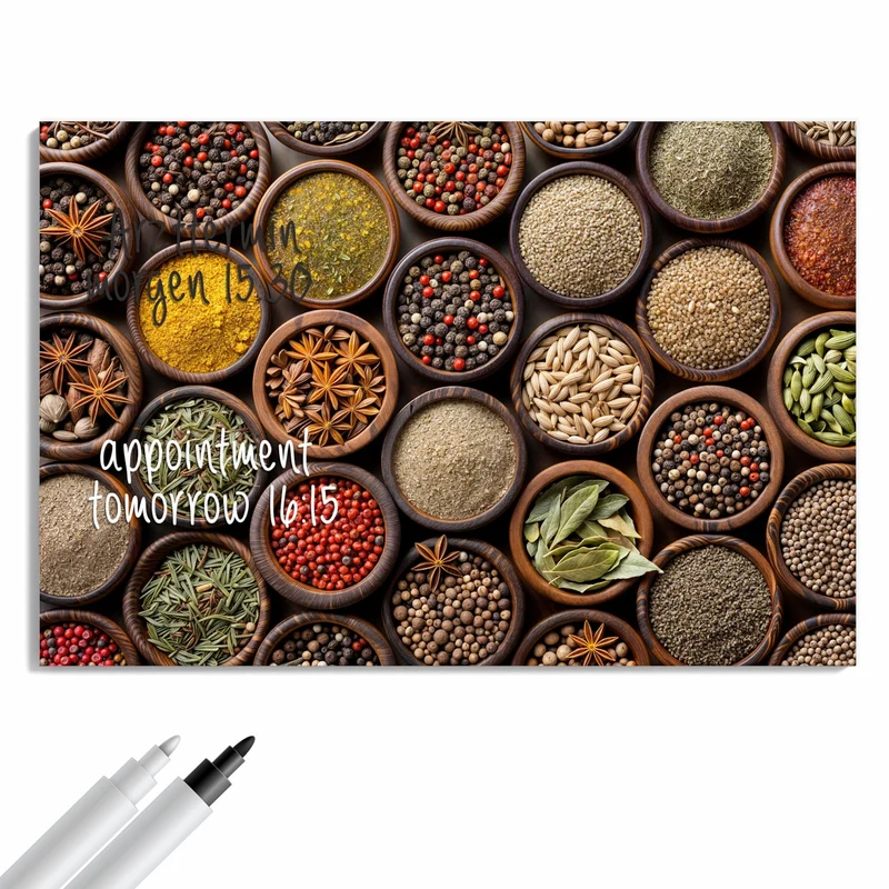 Metall Magnettafel - Dunkle Gewürzschalen