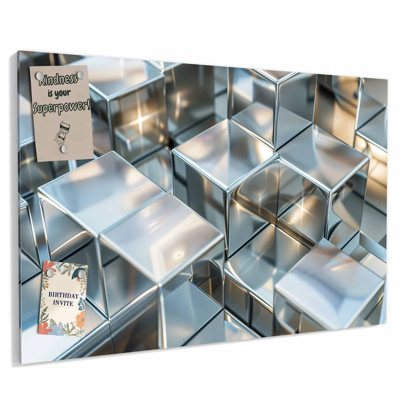 Metall Magnettafel - Metallische Würfel