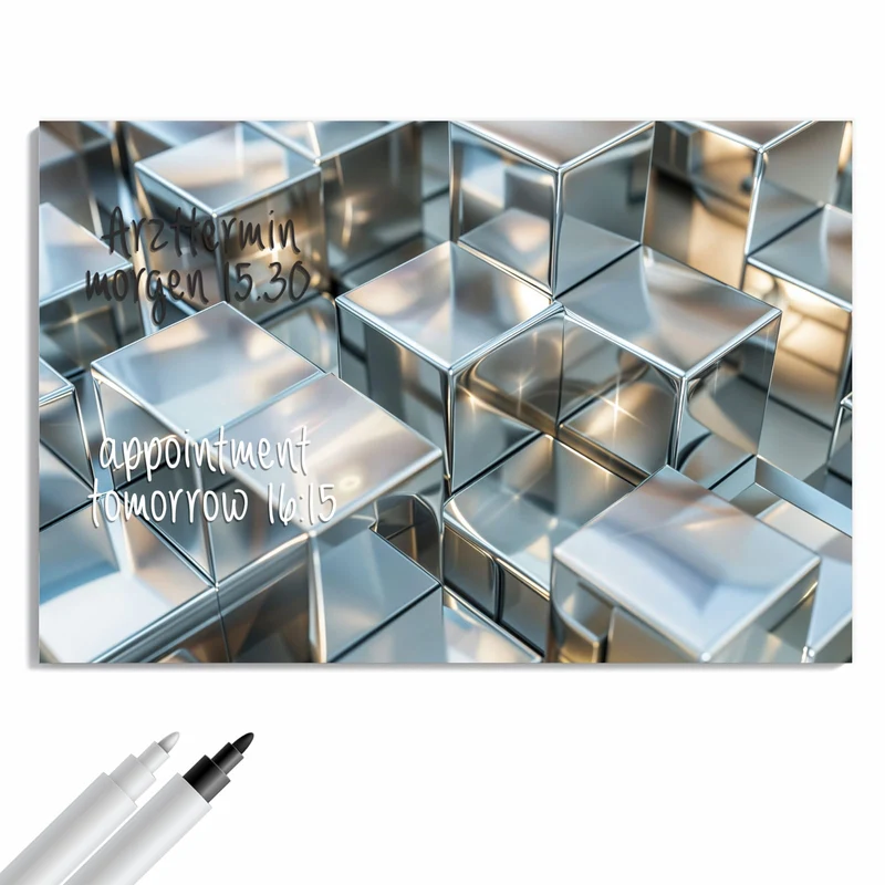 Metall Magnettafel - Metallische Würfel