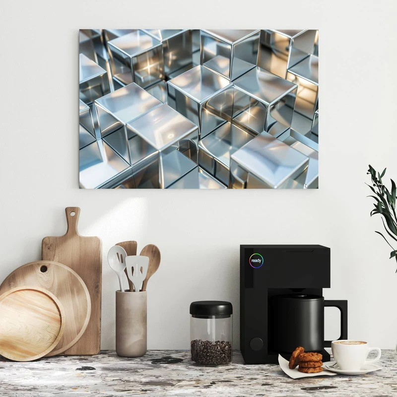 Metall Magnettafel - Metallische Würfel