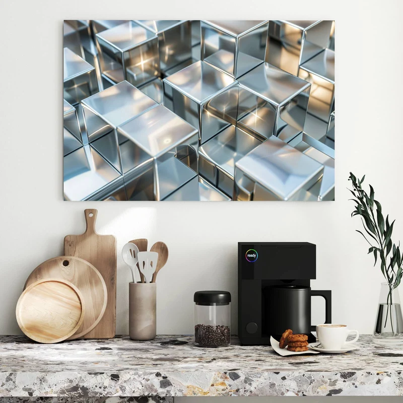 Metall Magnettafel - Metallische Würfel