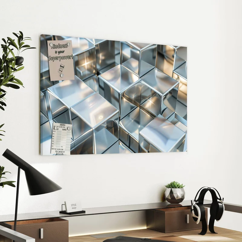 Metall Magnettafel - Metallische Würfel