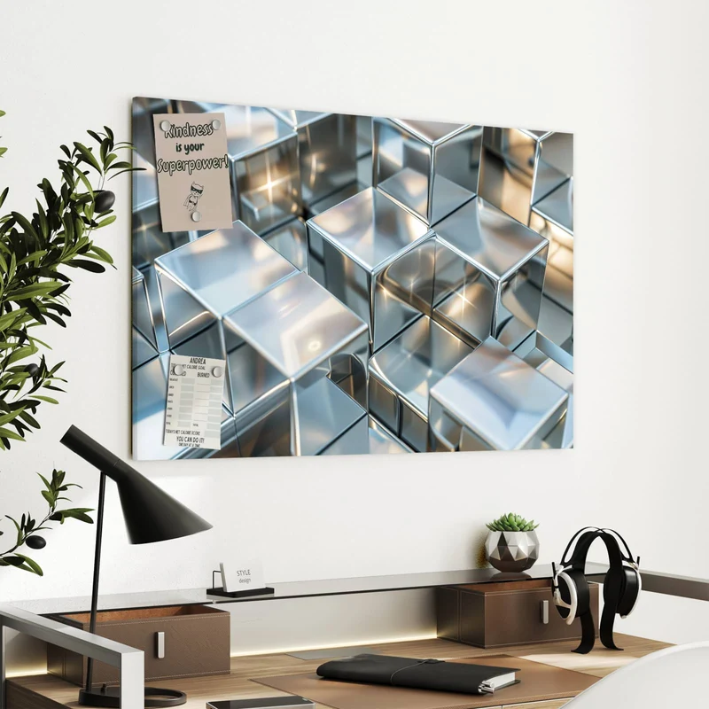 Metall Magnettafel - Metallische Würfel