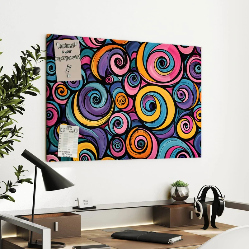 Metall Magnettafel - Farbige Spiralen