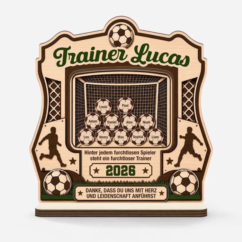 Hinter Jedem Furchtlosen Spieler Steht Ein Furchtloser Trainer Fußball - Personalisiertes Geschenk | Holzaufsteller Mit Standfuß
